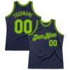 Custom Navy Neon Green Authentic Throwback Basketball Jersey
