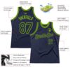 Custom Navy Neon Green Authentic Throwback Basketball Jersey