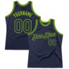 Custom Navy Neon Green Authentic Throwback Basketball Jersey