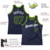 Custom Navy Neon Green-White Authentic Throwback Basketball Jersey