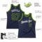 Custom Navy Neon Green-White Authentic Throwback Basketball Jersey