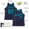 Custom Navy Teal Authentic Throwback Basketball Jersey