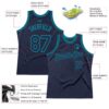 Custom Navy Teal Authentic Throwback Basketball Jersey