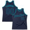 Custom Navy Teal Authentic Throwback Basketball Jersey