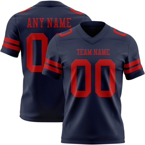 Custom Navy Red Authentic Football Jersey