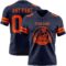 Navy1101-1 Custom Navy Orange Authentic Football Jersey