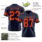 Navy1101-2 Custom Navy Orange Authentic Football Jersey