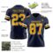 Navy1104-2 Custom Navy Gold-White Authentic Football Jersey