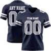 Custom Navy Gray-White Authentic Football Jersey