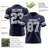 Custom Navy Gray-White Authentic Football Jersey