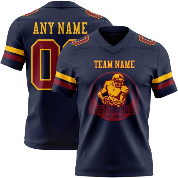 Custom Navy Crimson-Gold Authentic Football Jersey