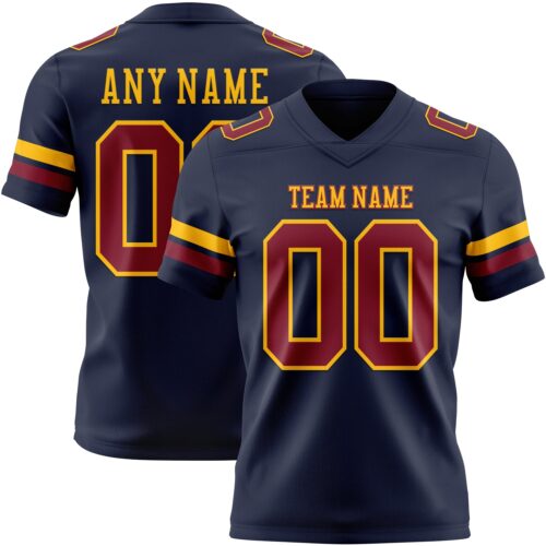 Custom Navy Crimson-Gold Authentic Football Jersey