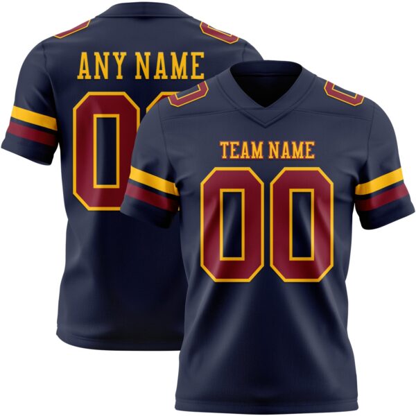 Custom Navy Crimson-Gold Authentic Football Jersey