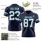 Navy1116-2 Custom Navy White-Teal Authentic Football Jersey