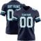 Navy1116 Custom Navy White-Teal Authentic Football Jersey