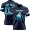 Custom Navy Teal-White Authentic Football Jersey