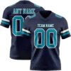 Custom Navy Teal-White Authentic Football Jersey
