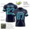 Navy1117-2 Custom Navy Teal-White Authentic Football Jersey