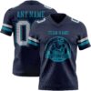 Custom Navy Gray-Teal Authentic Football Jersey