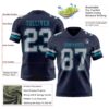Custom Navy Gray-Teal Authentic Football Jersey