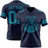 Custom Navy Teal Authentic Football Jersey