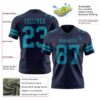 Custom Navy Teal Authentic Football Jersey