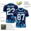 Custom Navy White-Sky Blue 3D Pattern Splash Authentic Football Jersey