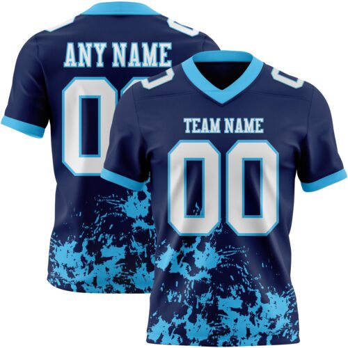 Navy1123_39abe419-0f38-4522-9b98-6fa8f3ba281d Custom Navy White-Sky Blue 3D Pattern Splash Authentic Football Jersey