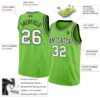 Custom Neon Green White-Black Authentic Basketball Jersey