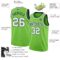 Custom Neon Green White-Navy Authentic Basketball Jersey
