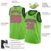 Custom Neon Green Pink-Navy Authentic Basketball Jersey