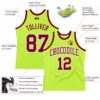 Custom Neon Green Maroon-White Authentic Throwback Basketball Jersey