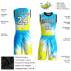 Custom Neon Green White-Light Blue Round Neck Sublimation Basketball Suit Jersey