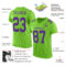 NeonGreen0095-1 Custom Neon Green Purple Mesh Authentic Football Jersey