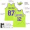 Custom Neon Green Purple-White Authentic Throwback Basketball Jersey