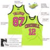 Custom Neon Green Pink-Black Authentic Throwback Basketball Jersey