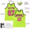 Custom Neon Green Pink-Black Authentic Throwback Basketball Jersey