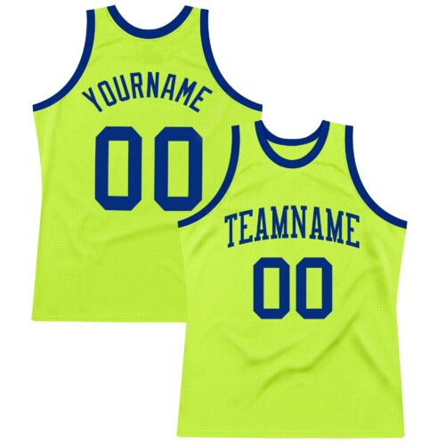 NeonGreen0106 Custom Neon Green Royal Authentic Throwback Basketball Jersey