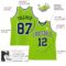 Custom Neon Green White Pinstripe Navy-White Authentic Basketball Jersey