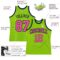 Custom Neon Green White Pinstripe Pink-Navy Authentic Basketball Jersey