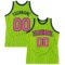 Custom Neon Green White Pinstripe Pink-Navy Authentic Basketball Jersey