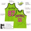 Custom Neon Green White Pinstripe Pink-Black Authentic Basketball Jersey