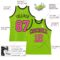 Custom Neon Green White Pinstripe Pink-Black Authentic Basketball Jersey