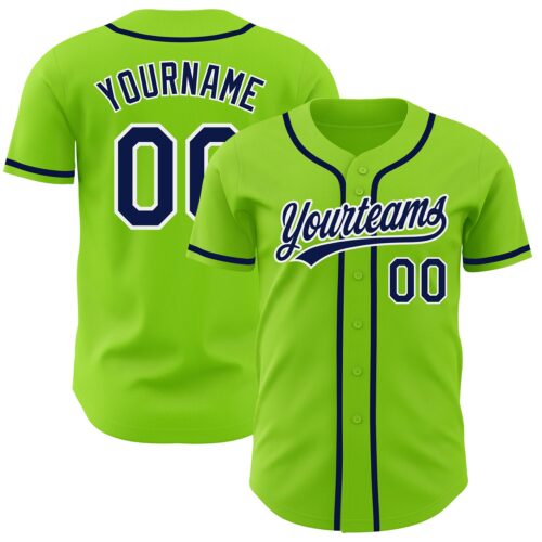 NeonGreen0124_b90b9e8e-42b7-456c-ae91-0e6228c3c2d8 Custom Neon Green Navy-White Authentic Baseball Jersey