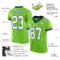 NeonGreen0144-1 Custom Neon Green White-Navy Mesh Authentic Football Jersey