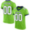 NeonGreen0144 Custom Neon Green White-Navy Mesh Authentic Football Jersey
