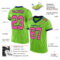 NeonGreen0148-1 Custom Neon Green Pink-Navy Mesh Authentic Football Jersey