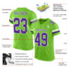 Custom Neon Green Purple-White Mesh Authentic Football Jersey