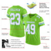 Custom Neon Green White-Light Blue Mesh Authentic Football Jersey
