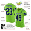 Custom Neon Green Navy-Gray Mesh Authentic Football Jersey